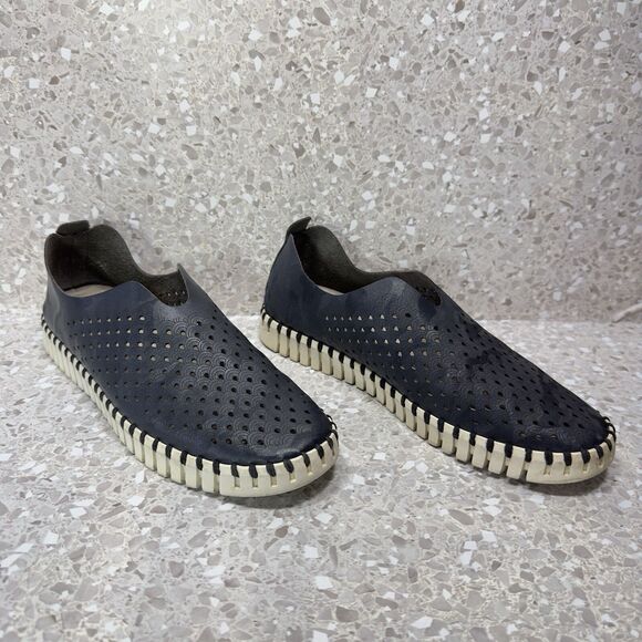 Ilse Jacobsen Tulip Shoes Women’s 10 Navy Blue Slip On Perforated Flats‎ Comfort - Picture 7 of 13